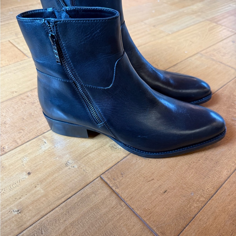 Black Leather Ankle Boots- Aldo